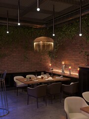 bar counter in a nightclub, interior visualization