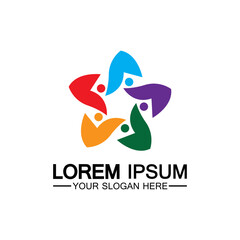 Star people logo design. Star community vector logo. star community human vector logo.