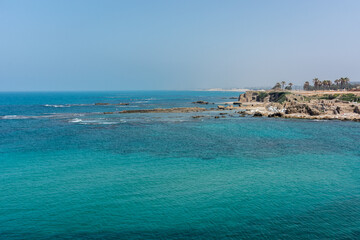 Caesarea National Park overview with the Mediterranean Sea in Israel