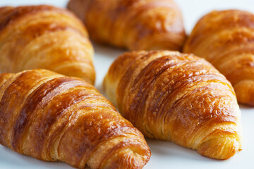 Fresh croissants on a white background.