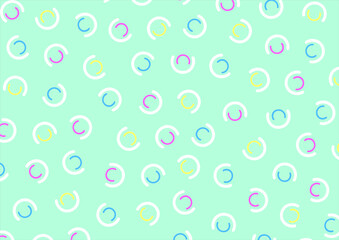 Pattern of multicolored semicircles on a mint background. Trendy illustrated pattern for brand identity, stationery, wrapping and wallpapers. Minimalistic abstract background.