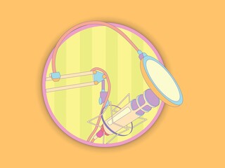 Studio desktop microphone with broadcast text over the air for podcasts, online communication and web conferencing. Vector illustration in a flat style.