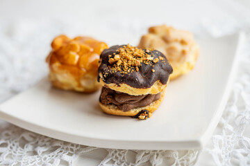 home made baking profiteroles pastry cake selection 