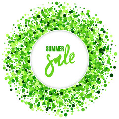 Summer sale vector creative banner with green scattered circles. Summer design. All isolated and layered