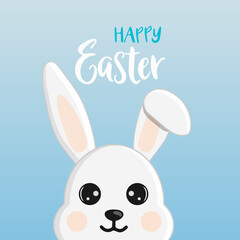 Cute little easter bunny. Character in cartoon style. Happy Easter greeting card