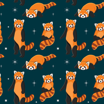 Seamless pattern of cute red panda in different poses. Cartoon design  animal character flat vector style. Baby texture for fabric, wrapping,  textile, wallpaper, clothing. Stock Vector | Adobe Stock