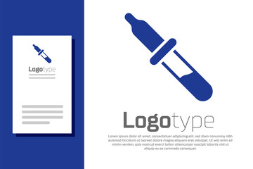 Blue Pipette icon isolated on white background. Element of medical, chemistry lab equipment. Medicine symbol. Logo design template element. Vector.
