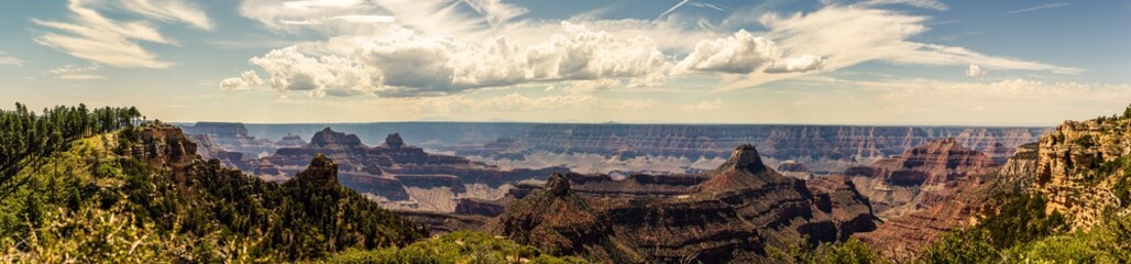 Panorama view of nature, clouds canyons and hills in Grand Canyon national park in Colorado, America