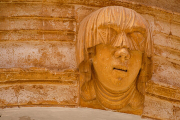 Fototapeta na wymiar veiled face symbol of hospitality, Torre-Saura Palace, Cas Comte, Ciutadella, Menorca, Balearic Islands, Spain