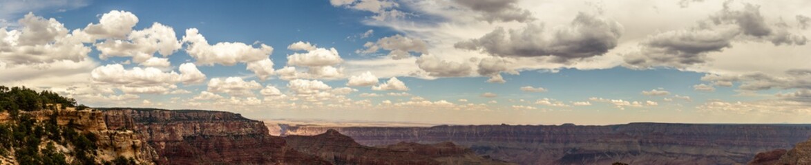 Panorama view of nature, clouds canyons and hills in Grand Canyon national park in Colorado, America