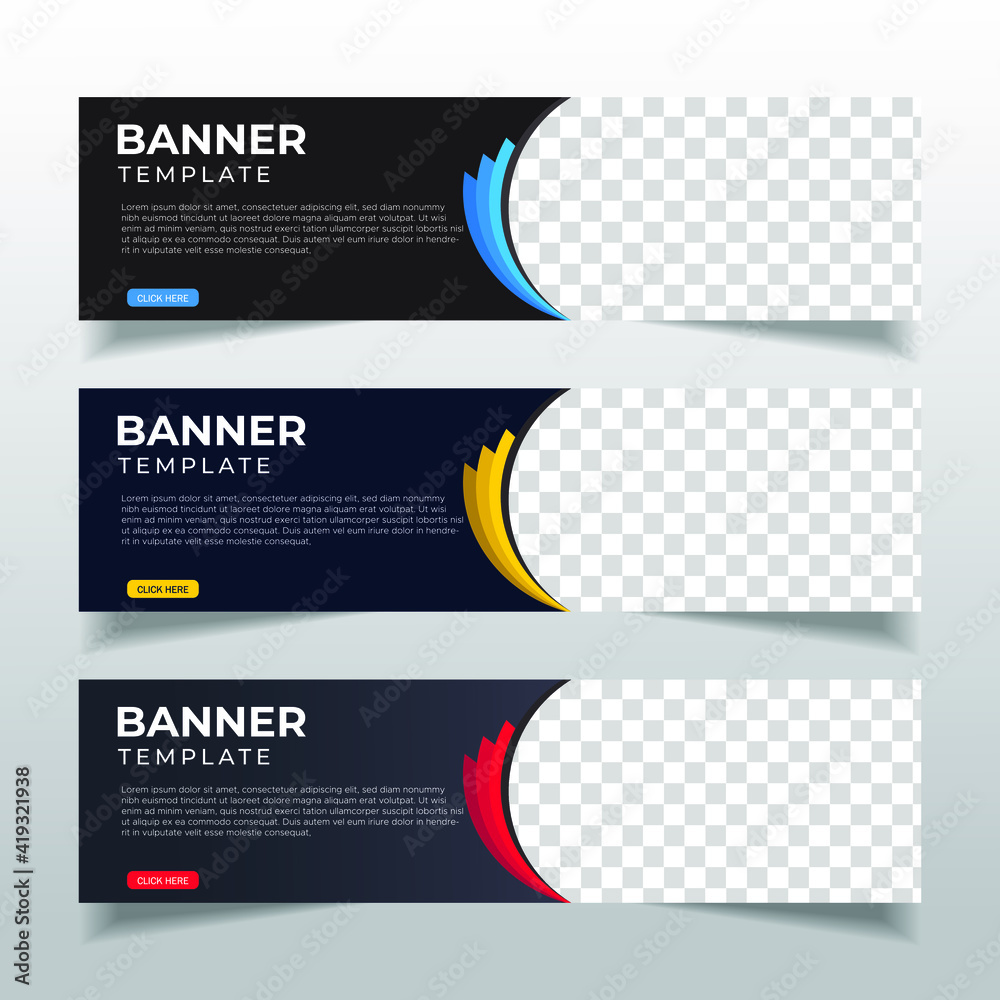 Wall mural modern abstract web banner with place for photo. horizontal layout template. business ad banner. vec