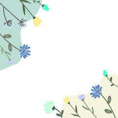 おしゃれな花のフレーム落書き風青