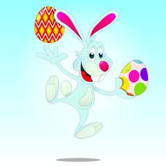 Obraz na płótnie Canvas a cartoon of the easter bunny holding an easter egg