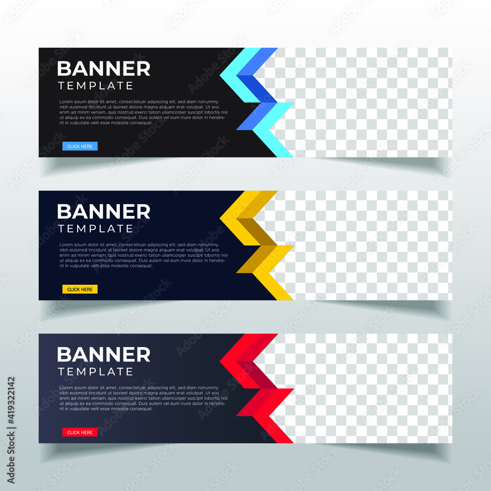 Wall mural modern abstract web banner with place for photo. horizontal layout template. business ad banner. vec