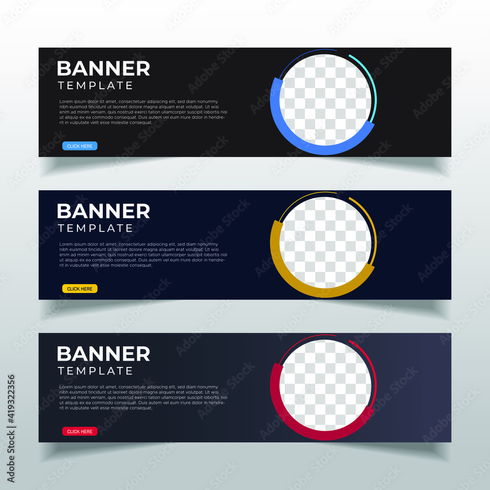 Wall mural modern abstract web banner with place for photo. horizontal layout template. business ad banner. vec