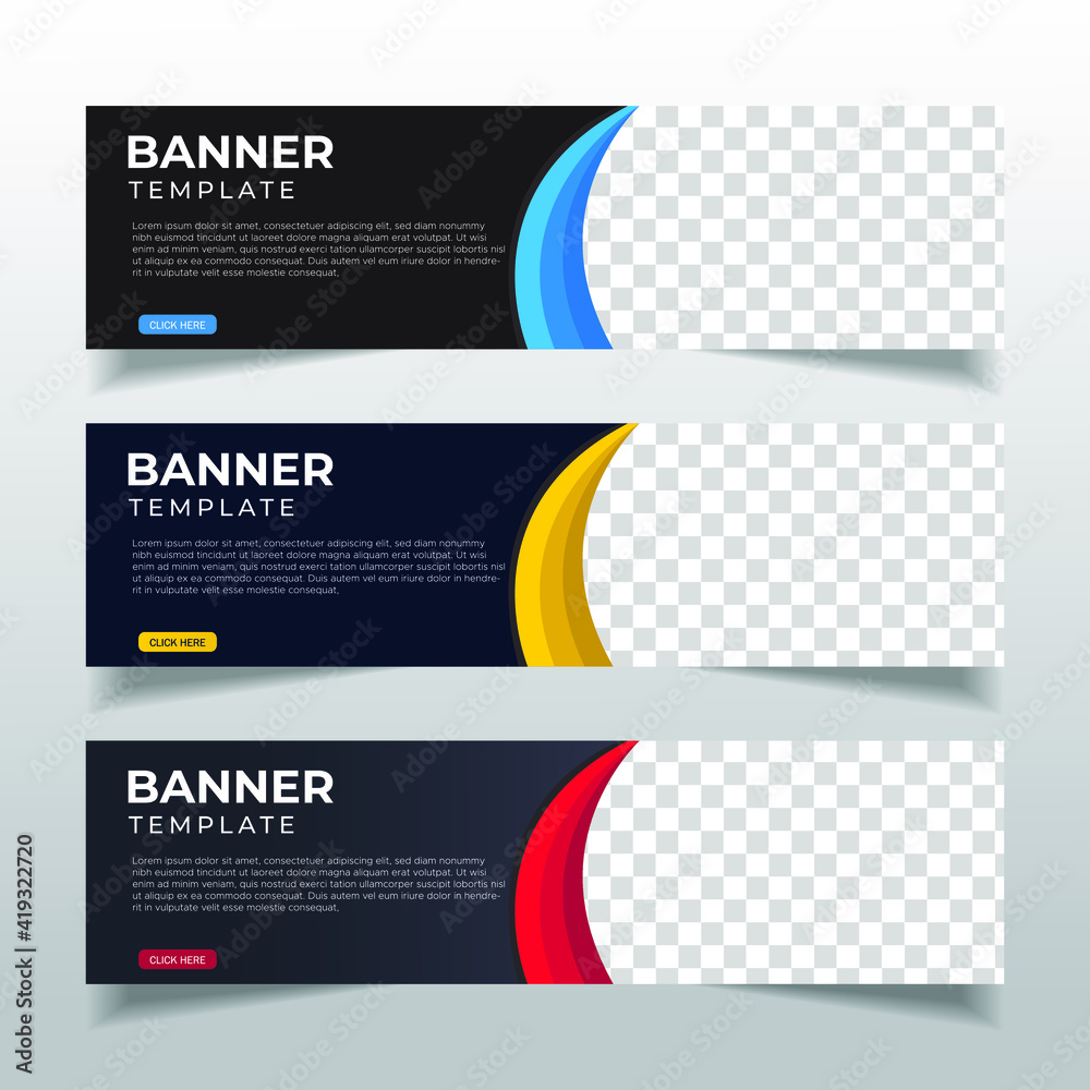 Wall mural modern abstract web banner with place for photo. horizontal layout template. business ad banner. vec