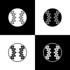 Set Baseball ball icon isolated on black and white background. Vector.