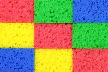 Background, texture of sponges for washing dishes or cleaning the house
