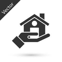 Grey Realtor icon isolated on white background. Buying house. Vector.