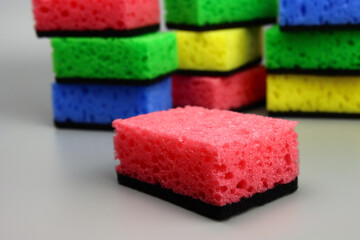 colored sponges for washing dishes or cleaning the house