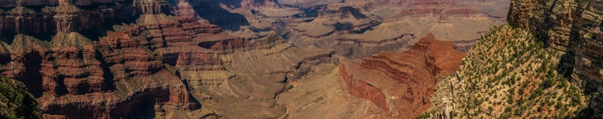 Panorama shot of hills, mountains and canyons in grand canyon antional park at sunny day, colorado