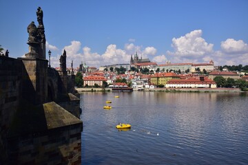 Fototapeta premium Charles Bridge on the Vltava River in Prague, Central Bohemia, Czech Republic.