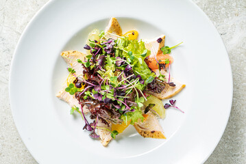 fresh salad with chicken and vegetables