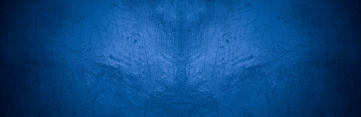 Old wall pattern texture cement blue dark abstract  blue color design are light with black gradient background.