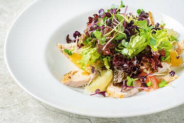 fresh salad with chicken and vegetables