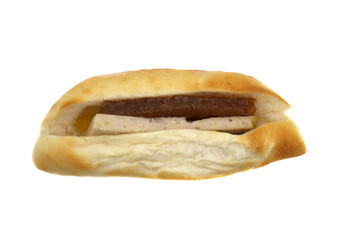 Vietnamese bread or stuffed bread on white background.