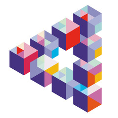 Richtung Strategie Konzept, Box Stapel Illustration	