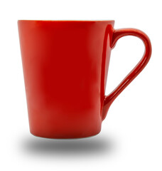 Empty red coffee cup isolated on white background.