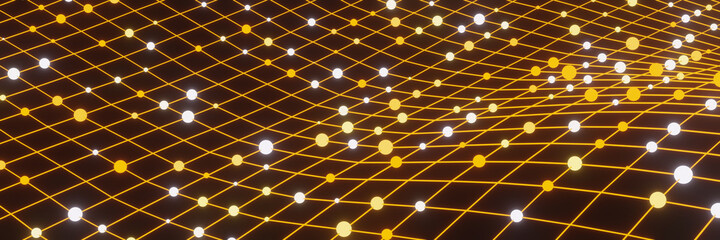 3D grid particles. Abstract science background.