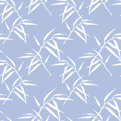 Fototapeta premium Floral seamless pattern with bamboo branches watercolour on color background. Hand drawn style. Perfect for paper, textile, wrapping and decoration.