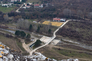 view of the valley with houses from the mountain