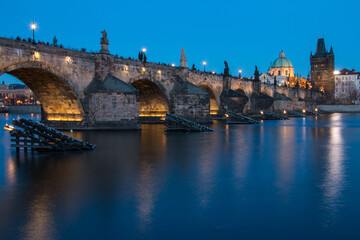 Fototapeta na wymiar Charles Bridge at night / Prague, Czech Republic