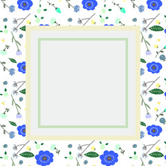 おしゃれな花のフレーム落書き風青