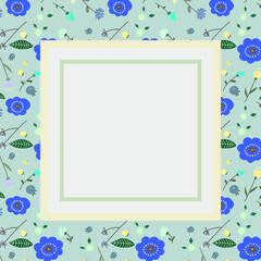 おしゃれな花のフレーム落書き風青