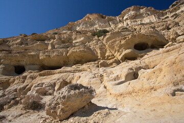 Fototapeta premium Hippie Caves at Matala on Crete in Greece, Europe 