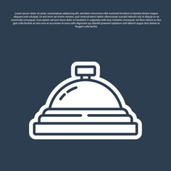 Blue line Hotel service bell icon isolated on blue background. Reception bell. Vector.
