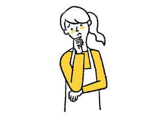 首を傾けている女性