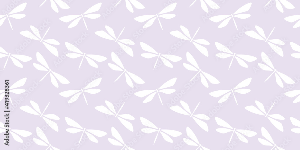 Poster purple dragonfly seamless repeat pattern background