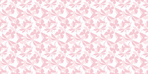 Pink butterfly and dragonfly seamless pattern background