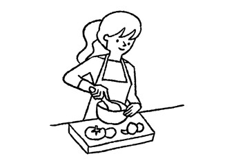 料理を作っている女性02