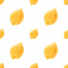Pattern of watercolor lemons on a white background