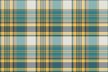 marine green and white main color gingham checkered seamless fabric texture with yellow orange and gray threads for plaid, tablecloths, shirts, tartan, clothes, dresses, bedding