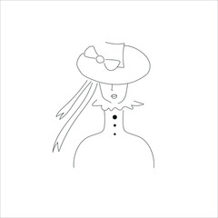 Silhouette of a woman with a hat. Vector fashion illustration.
