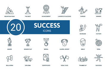 Success icon set. Contains editable icons success theme such as the best, lader og success, winner and more.