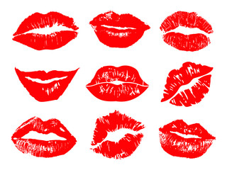 Print of lips kiss vector background