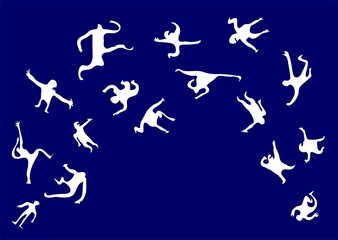 Illustration of funny doodle silhouettes of people